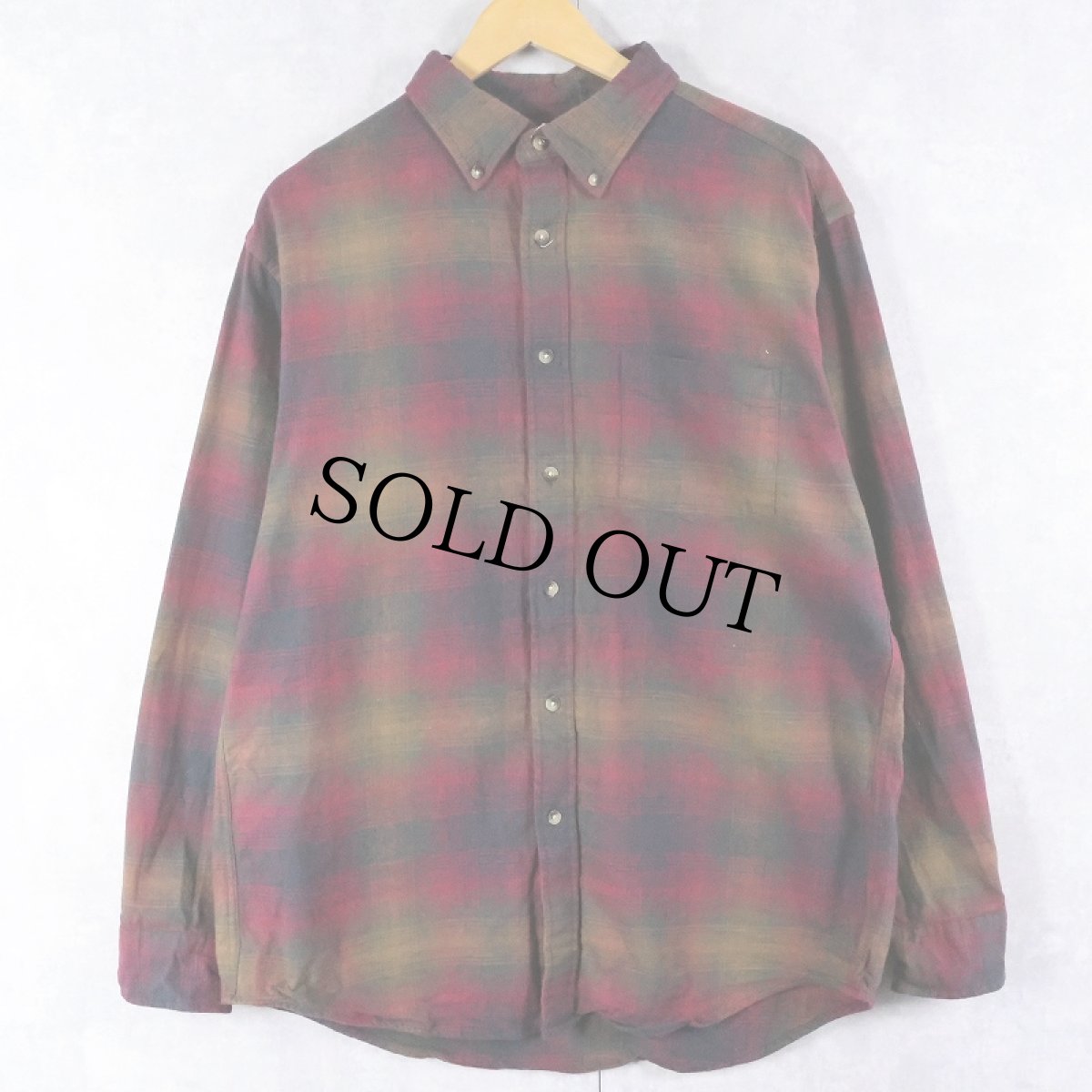 画像1: PENDLETON "MASON" オンブレーチェック柄 コットンボタンダウンシャツ L (1)