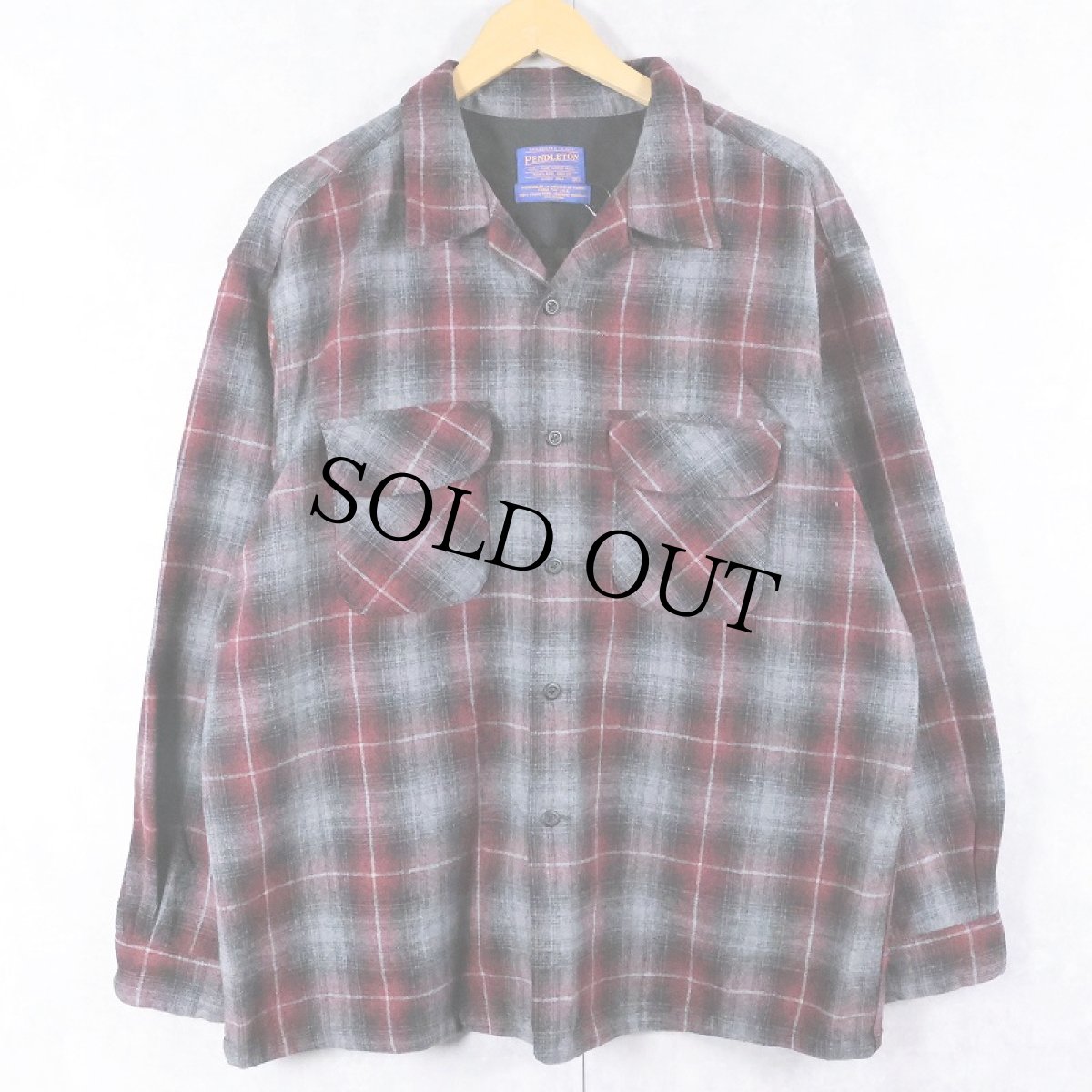 画像1: PENDLETON オンブレーチェック柄 ウールオープンカラーシャツ XL (1)