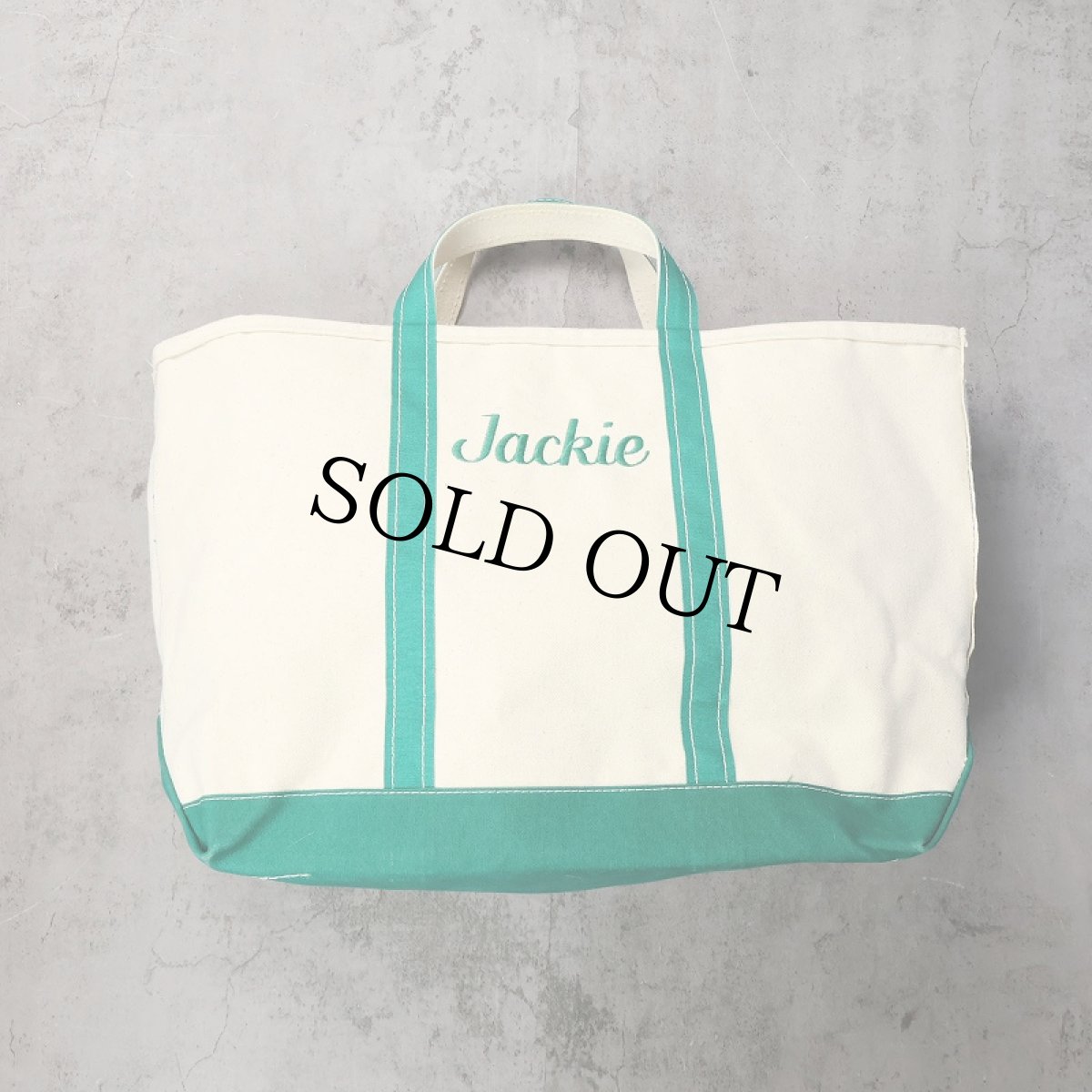 画像1: 80's L.L.Bean "BOAT AND TOTE" 耳付き 刺繍入り キャンバストートバッグ LARGE  (1)