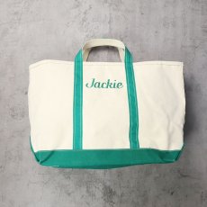 画像1: 80's L.L.Bean "BOAT AND TOTE" 耳付き 刺繍入り キャンバストートバッグ LARGE  (1)