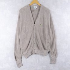 画像1: 80〜90's IZOD LACOSTE USA製 ロゴ刺繍 アクリルニットカーディガン M (1)