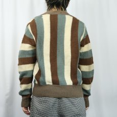 画像3: 60's Jantzen USA製 ストライプ柄 ウールニットカーディガン L (3)