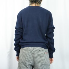 画像3: 80〜90's IZOD LACOSTE USA製 ロゴ刺繍 Vネックアクリルニットセーター NAVY L (3)