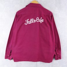画像1: 50's TIMBERLINE "Falls Cafe" チェーン刺繍 コットンオープンカラーシャツ M (1)
