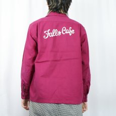 画像4: 50's TIMBERLINE "Falls Cafe" チェーン刺繍 コットンオープンカラーシャツ M (4)