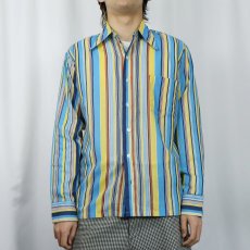 画像2: 70's Kmart USA製 ストライプ柄 ポリエステル×コットン ボタンダウンシャツ M (2)