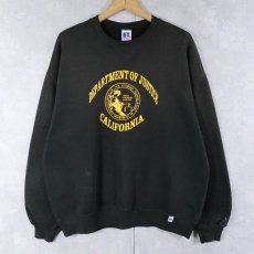 画像1: 90's RUSSELL ATHLETIC USA製 前V "DEPARTMENT OF JUSTICE CALIFORNIA" プリントスウェット BLACK XL (1)