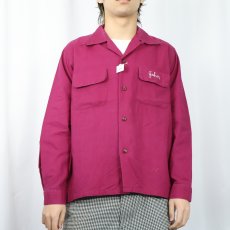 画像3: 50's TIMBERLINE "Falls Cafe" チェーン刺繍 コットンオープンカラーシャツ M (3)