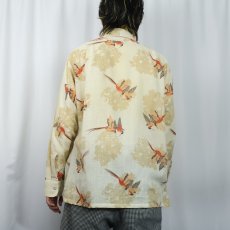 画像3: 70's De Garo 鳥柄 ポリエステル×コットンシャツ L (3)