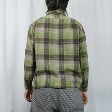 画像3: 50's PENDLETON チェック柄 ウールオープンカラーシャツ M  (3)