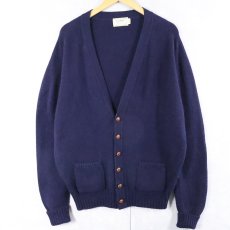 画像1: 80's L.L.Bean USA製 エルボーパッチ付き キャメルヘア×ラムウール ニットカーディガン XL (1)