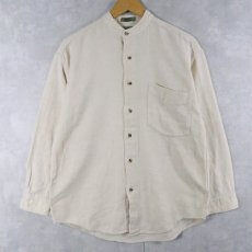 画像1: 90's ROBERT STOCK バンドカラー コットン×リネンシャツ M (1)