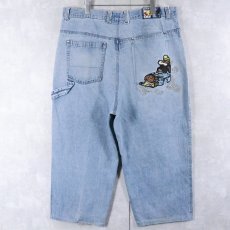 画像1: RAW BLUE 刺繍入り デニムペインターパンツ W39 (1)