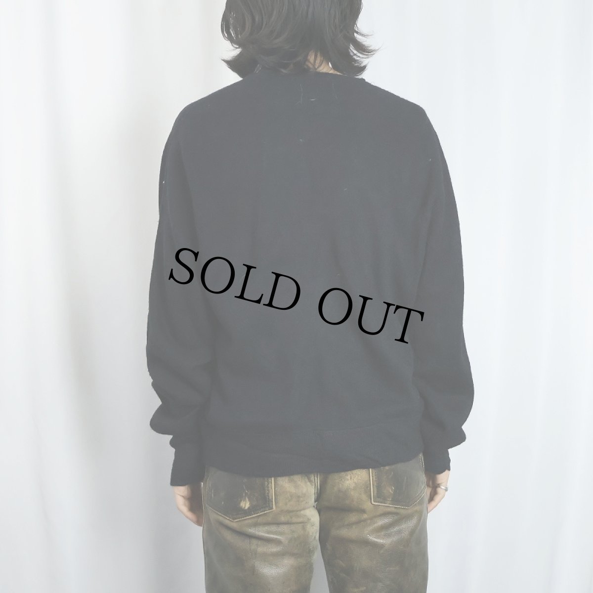 画像3: VINTAGE アクリルニットカーディガン BLACK L (3)