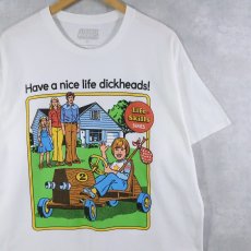 画像1: Steven Rhodes "Have a nice life dickheads!" イラストプリントTシャツ XL (1)