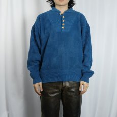 画像2: 90's Eddie Bauer ヘンリーネック コットンニットセーター L (2)