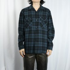 画像2: 60's PENDLETON オンブレーチェック柄 ウールオープンカラーシャツ M (2)