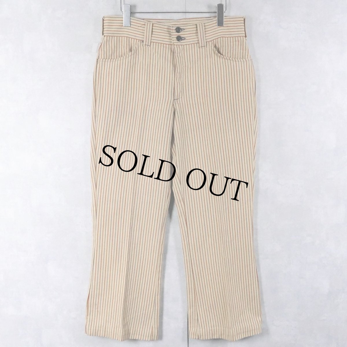 画像1: 70's Sears KINGS ROAD "PERMA-PREST" ストライプ柄 ブーツカットパンツ W32 (1)