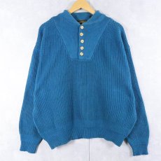 画像1: 90's Eddie Bauer ヘンリーネック コットンニットセーター L (1)