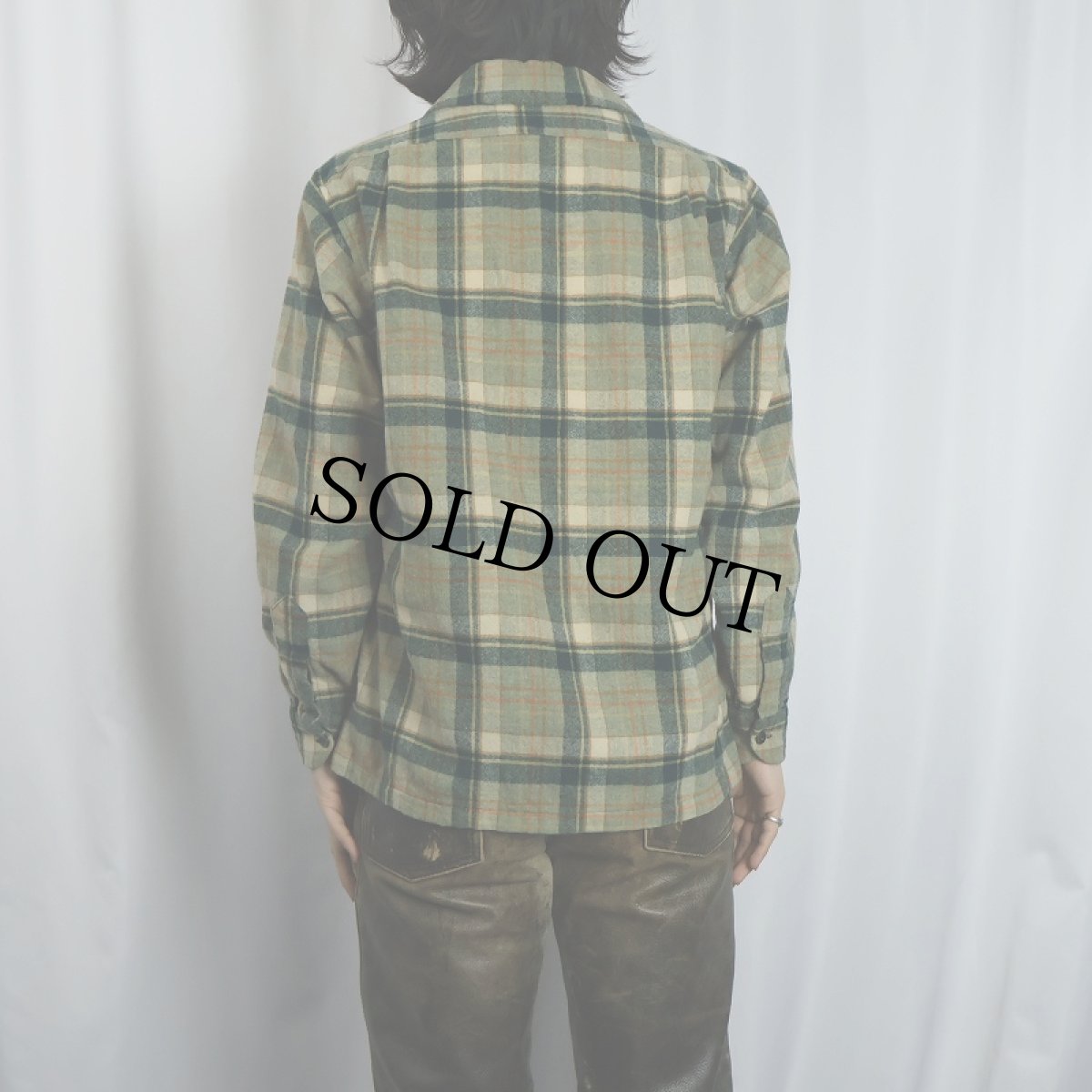 画像3: 70's PENDLETON USA製 チェック柄 ウールオープンカラーシャツ M (3)
