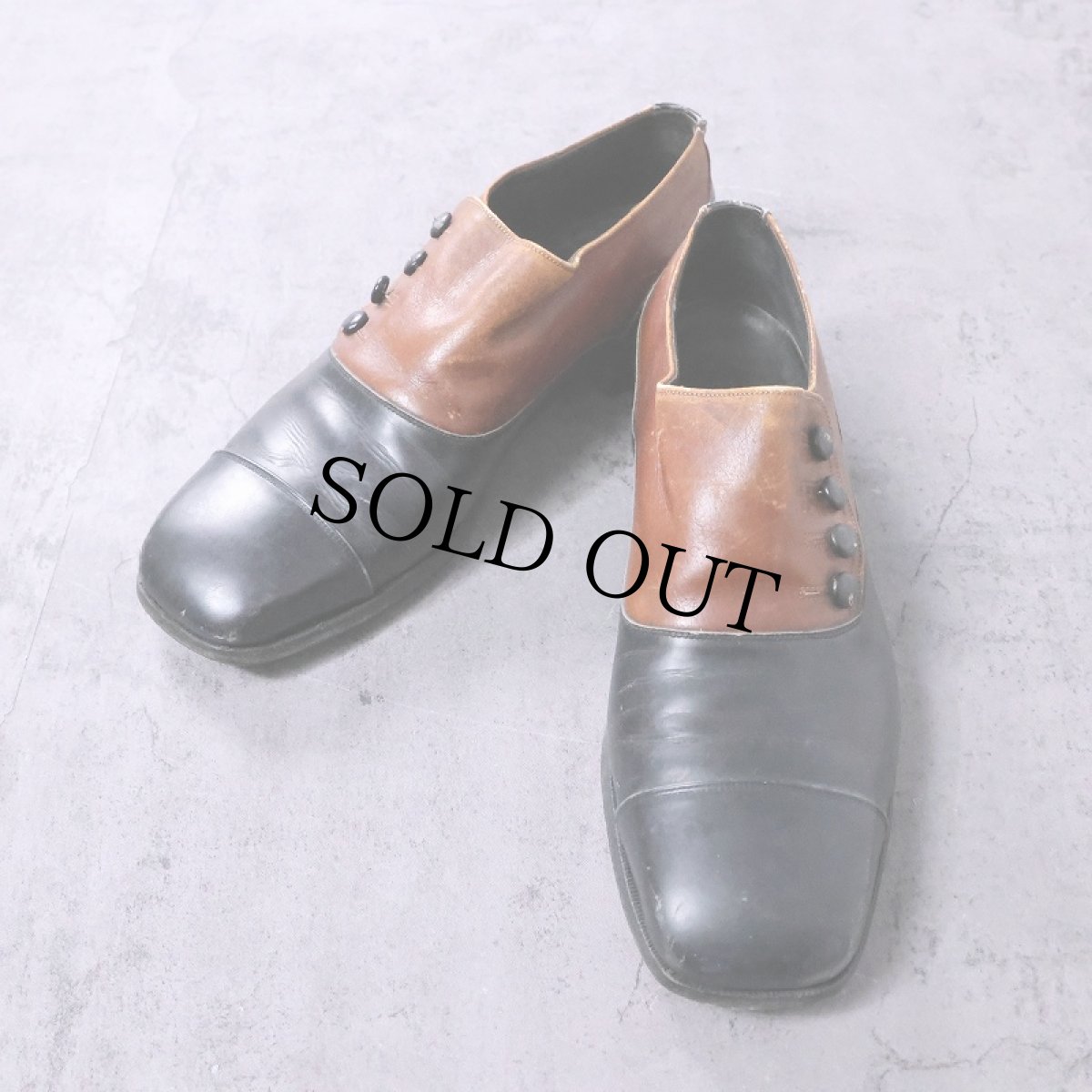 画像1: VINTAGE 2トーン レザーボタンシューズ 28.5cm (1)