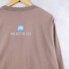 画像2: "PIG OUT ON LIFE" ブタ イラストプリントロンT XL (2)
