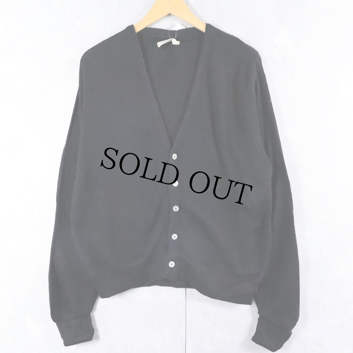 画像1: VINTAGE アクリルニットカーディガン BLACK L (1)