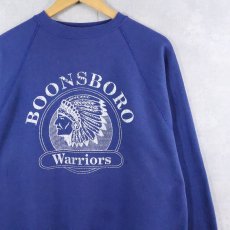 画像1: 80's DISCUS USA製 脇下三角ガゼット インディアンヘッド プリントスウェット L (1)