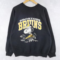 画像1: 80's〜 SNOOPY "BOSTON BRUINS" キャラクタープリントスウェット BLACK (1)