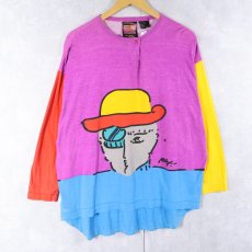 画像1: 80's NEO MAX "PETER MAX SIGNATURE SERIES" アート柄 ヘンリーネックロンT M (1)