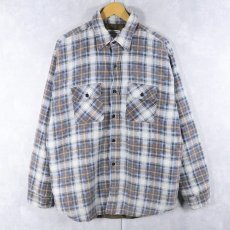 画像1: 70〜80's FIVER BROTHER キルティングライナー チェック柄 ヘビーネルシャツ XL (1)