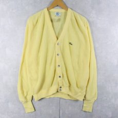 画像1: 80〜90's IZOD LACOSTE USA製 ロゴ刺繍 アクリルニットカーディガン L (1)