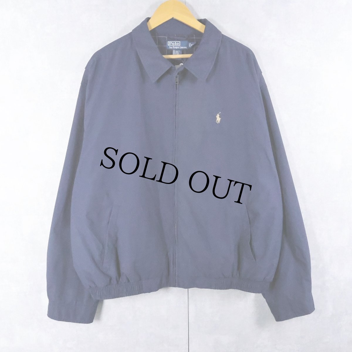 画像1: POLO Ralph Lauren ロゴ刺繡 チンスト付き ポリエステルスイングトップ NAVY XXL (1)