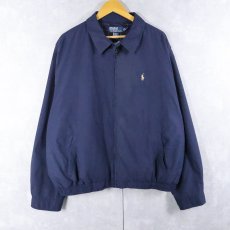 画像1: POLO Ralph Lauren ロゴ刺繡 チンスト付き ポリエステルスイングトップ NAVY XXL (1)