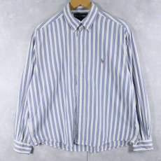画像1: Ralph Lauren "YARMOUTH" ストライプ柄 コットンボタンダウンシャツ 15 1/2 (1)