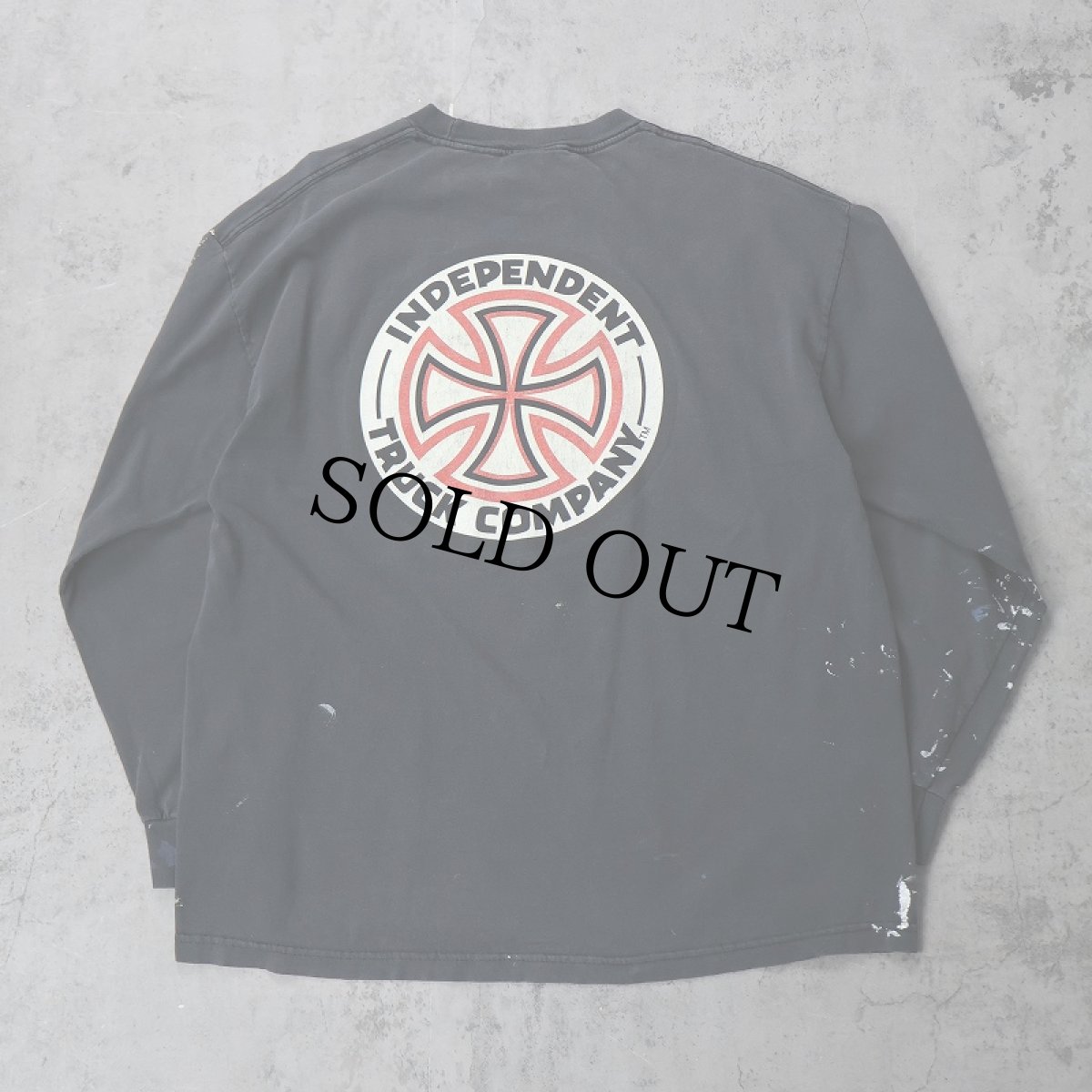 画像1: 2000's INDEPENDENT ペンキペイント ロゴプリントTシャツ BLACK XL (1)