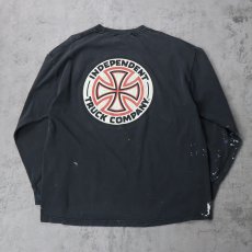 画像1: 2000's INDEPENDENT ペンキペイント ロゴプリントTシャツ BLACK XL (1)