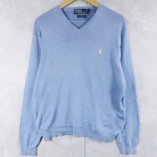 画像1: POLO Ralph Lauren Vネック ピマコットン ニットセーター L (1)