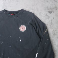 画像2: 2000's INDEPENDENT ペンキペイント ロゴプリントTシャツ BLACK XL (2)