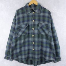 画像1: QUIKSILVER チェック柄 コットンワッフルシャツ L (1)