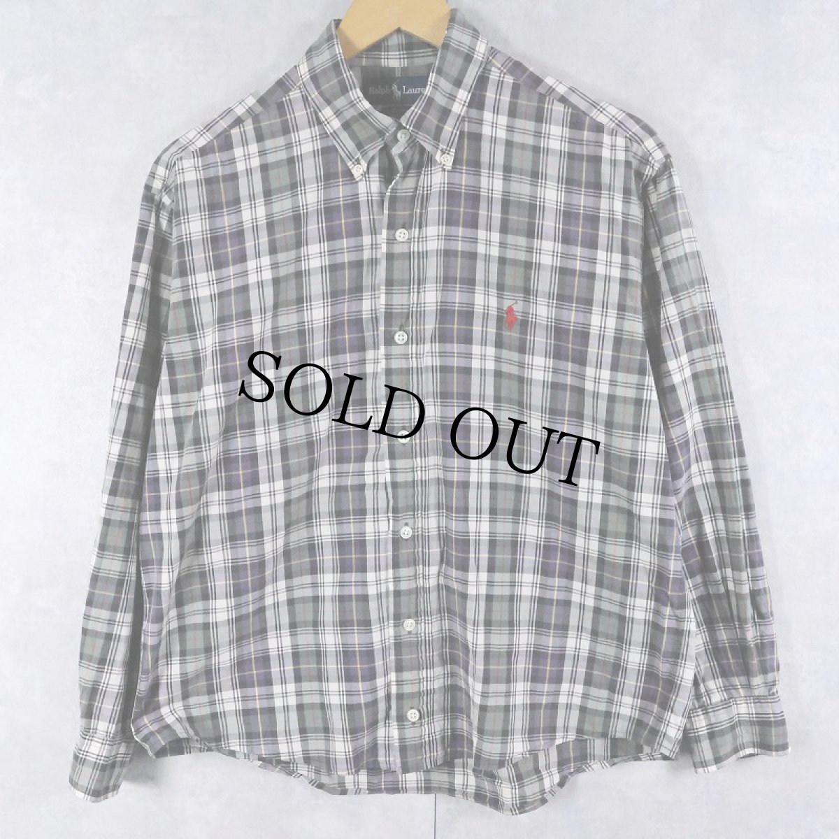 画像1: Ralph Lauren "BLAKE" マドラスチェック柄 コットン ボタンダウンシャツ M (1)