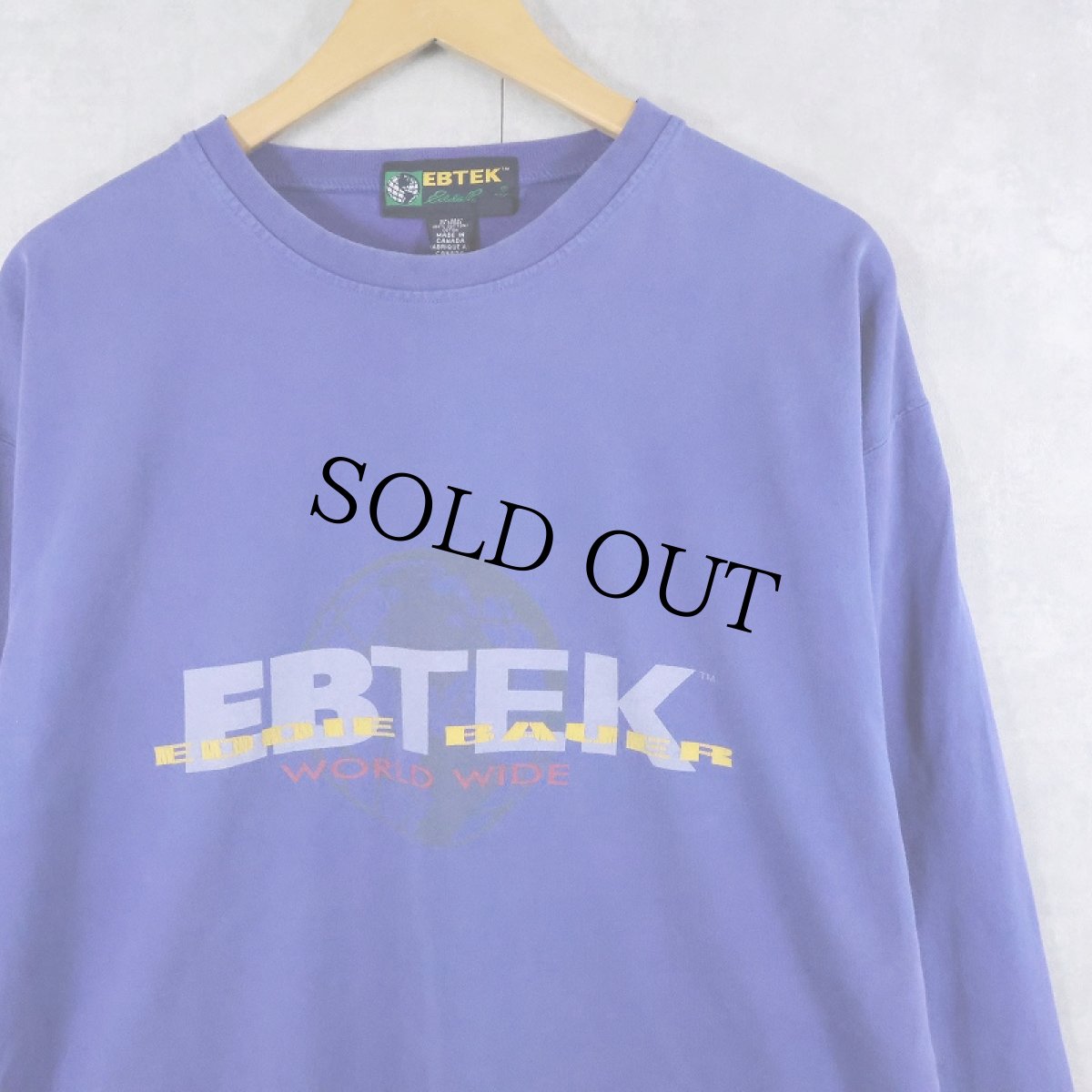 画像1: 90's Eddie Bauer EBTEK CANADA製 ロゴプリントロンT M (1)