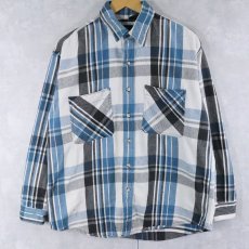 画像1: 90's Eddie Bauer USA製 チェック柄 ヘビーネルシャツ L (1)