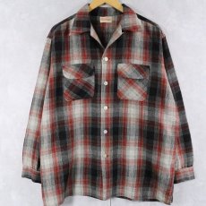 画像1: 50〜60's Woolmaster チェック柄 ウールオープンカラーシャツ (1)