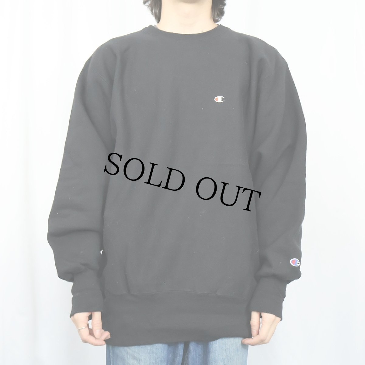 画像2: 90's Champion REVERSE WEAVE 目付き スウェット BLACK XL (2)