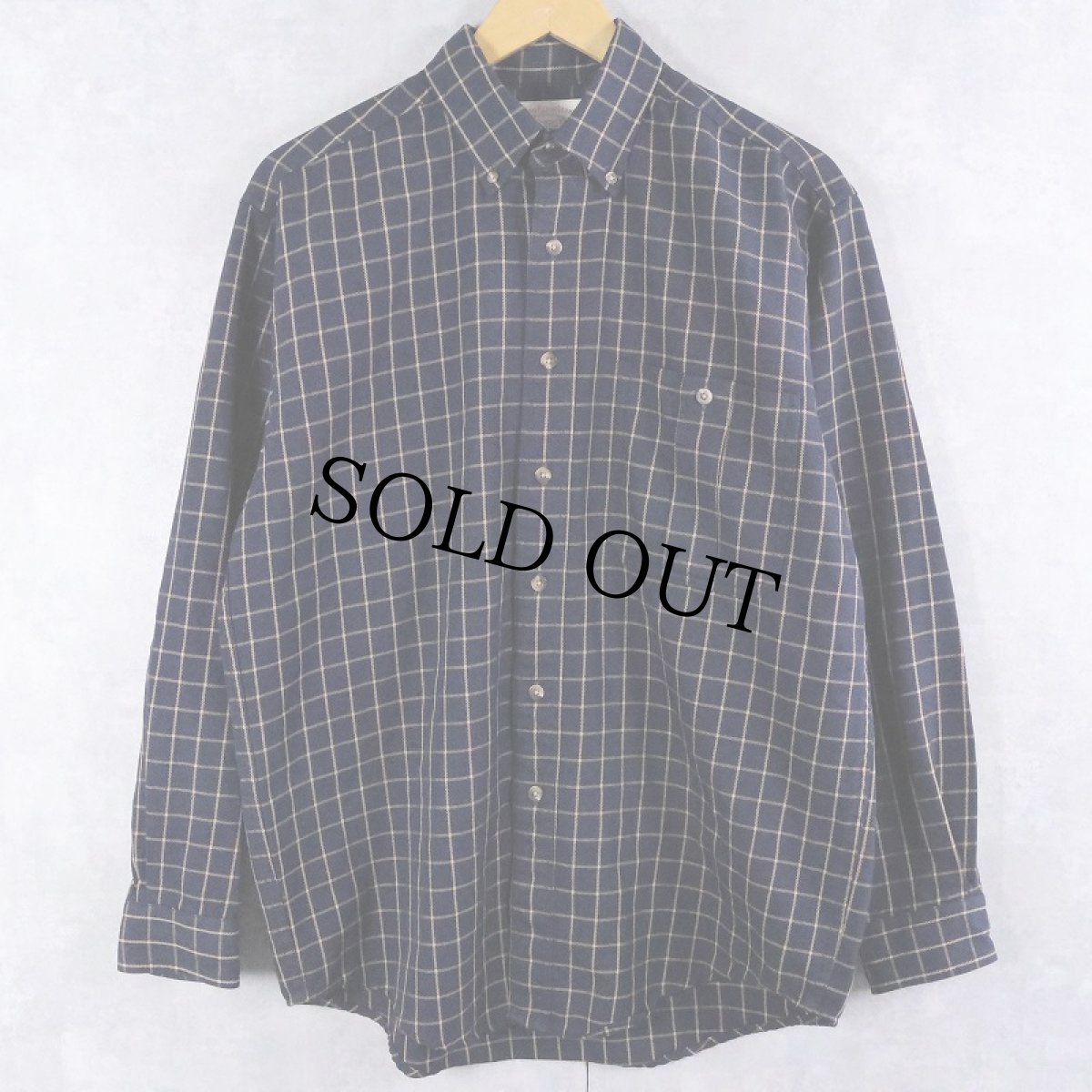 画像1: FILSON チェック柄 ウールボタンダウンシャツ NAVY M (1)