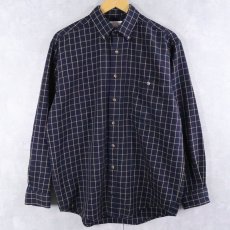 画像1: FILSON チェック柄 ウールボタンダウンシャツ NAVY M (1)