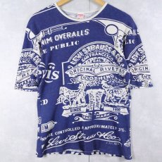 画像1: 70〜80's Levi's "TWO HORSES MARK" プリントTシャツ NAVY L (1)