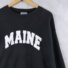 画像1: 90's Lee USA製 "MAINE" プリントスウェット BLACK L (1)