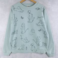 画像1: 90's James Thurber USA製 "Thurber's Dogs" アートプリントスウェット L (1)